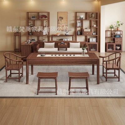 南美胡桃木茶桌椅茶空间书房博古架罗汉床禅意去客厅化全套家具